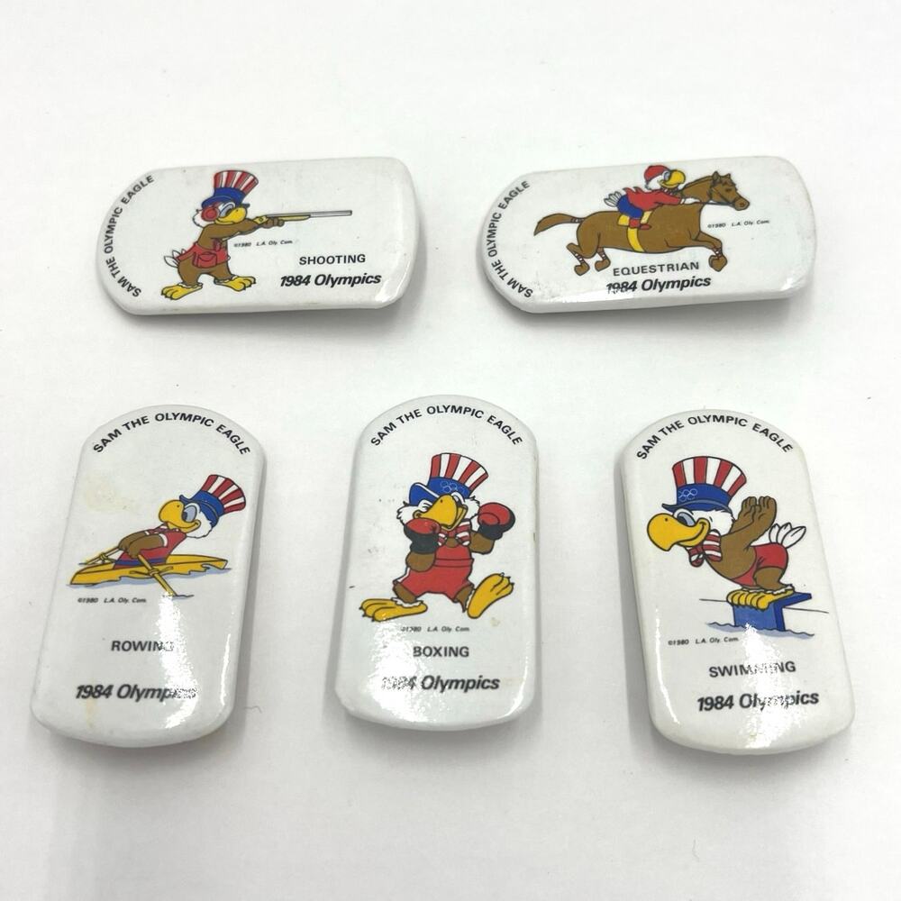 Vintage 1984 Los Angeles Olympic Games Sam the Olympic Eagle Pins-Set of 5